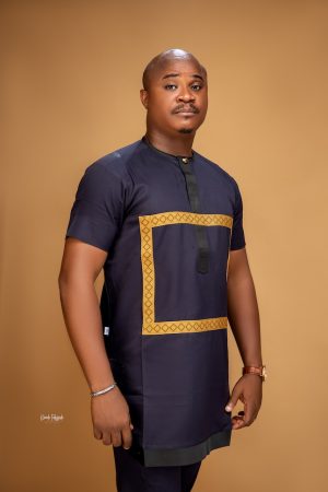 Cotton linen navy blue Laftan